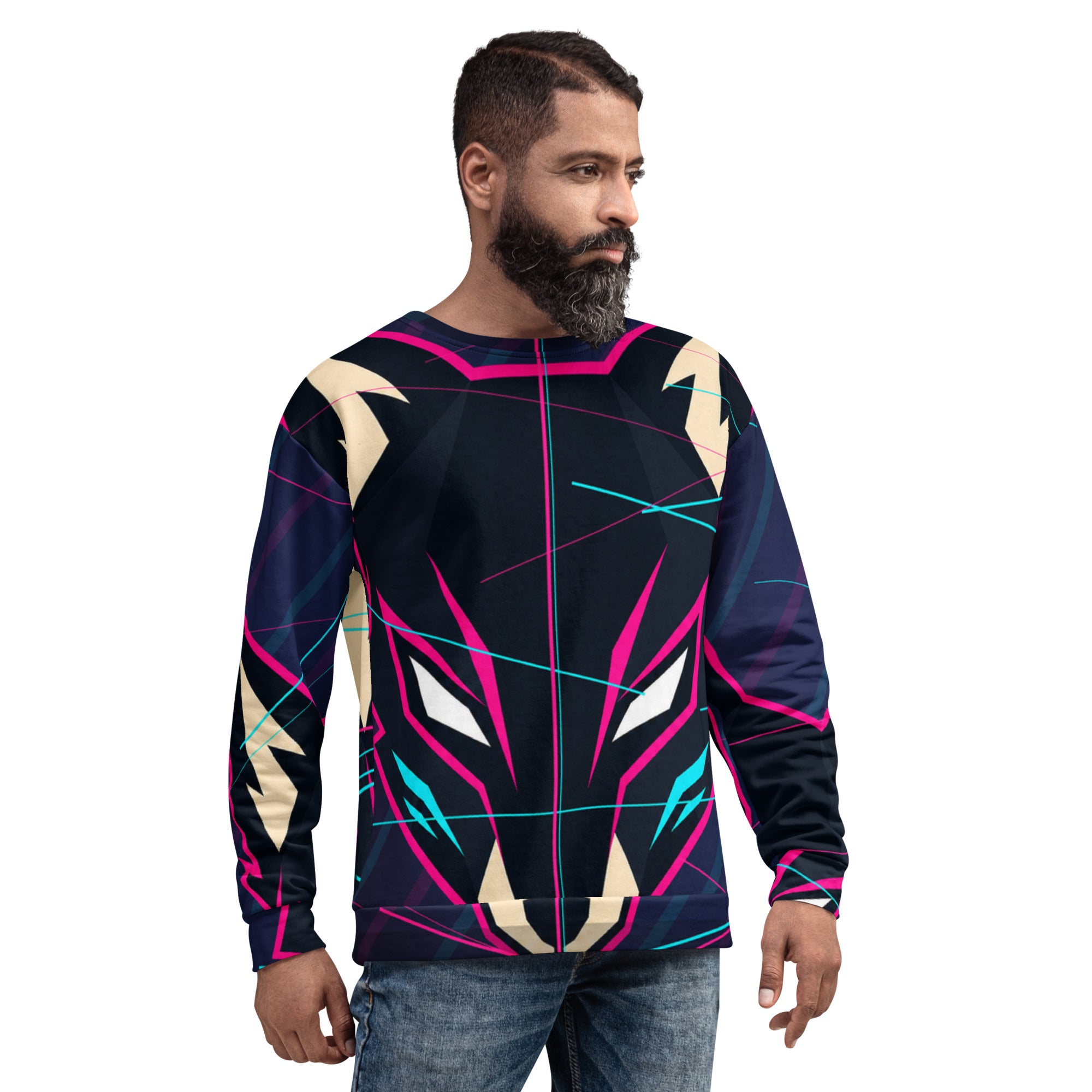 WOXWILD — Nachtfuchs Sweatshirt — getragen, gerade Frontansicht