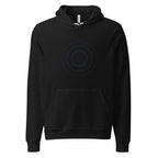 VEIL Dark Surface Hoodie 01 in Schwarz – Frontansicht mit tonalblauem Ripple-Signal