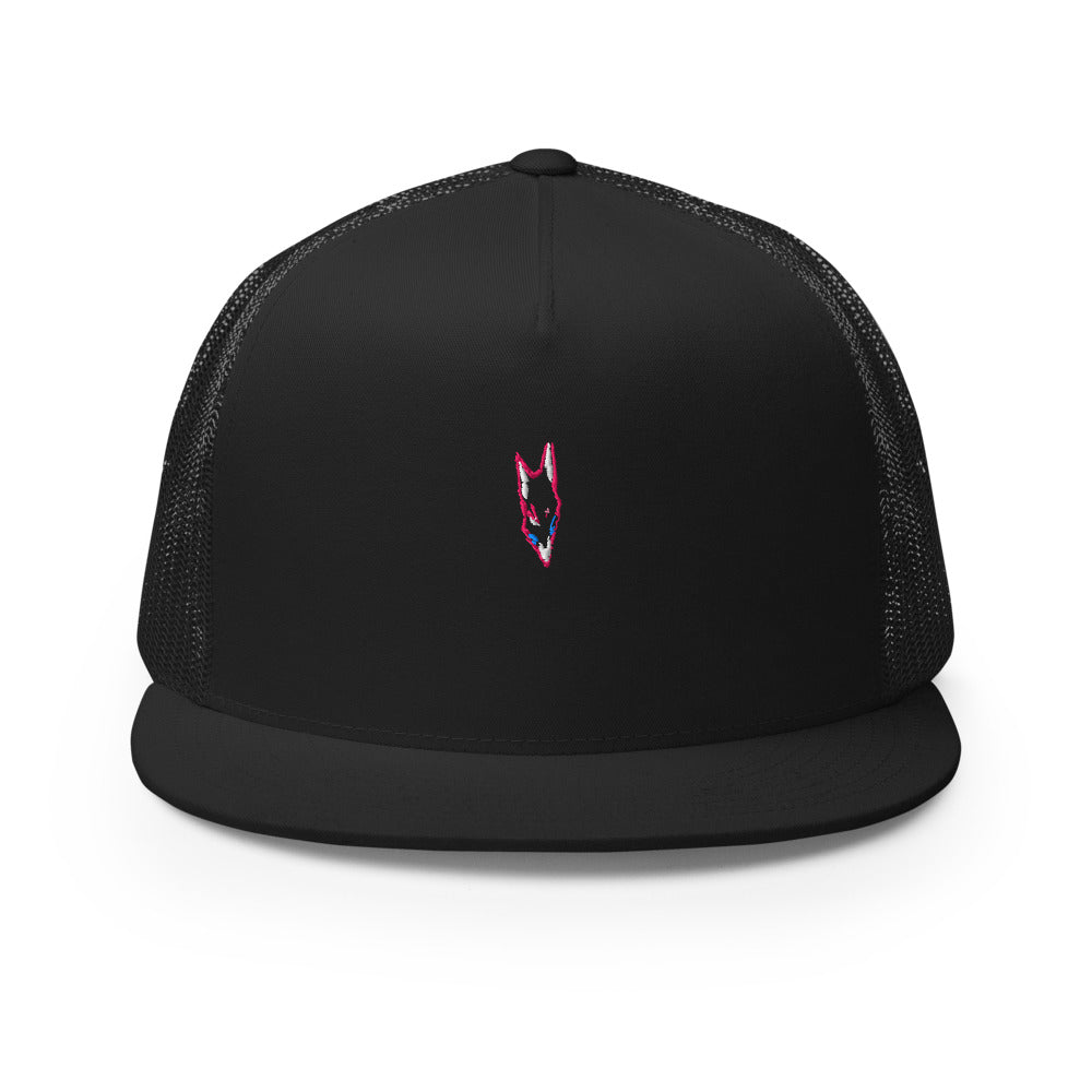 WOXWILD Trucker Cap mit Neon-Fuchs-Stickerei, schwarz