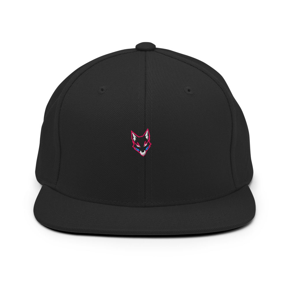WOXWILD Snapback Cap mit Neon-Fuchs-Stickerei, schwarz