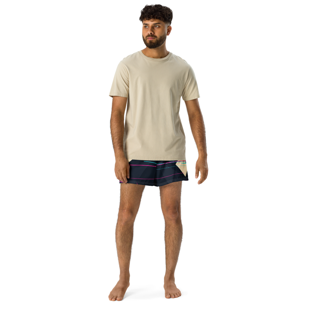 WOXWILD All-over Shorts — Nachtfuchs, Speed-Lines, beide Panels — Vorderansicht · dropFORGE