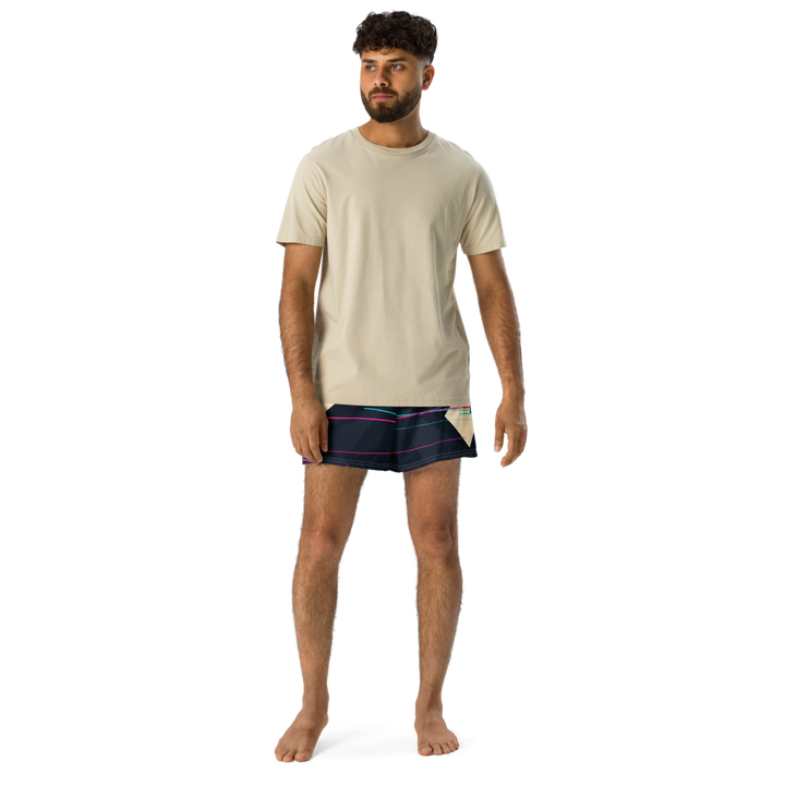 WOXWILD All-over Shorts — Nachtfuchs, Speed-Lines, beide Panels — Vorderansicht · dropFORGE