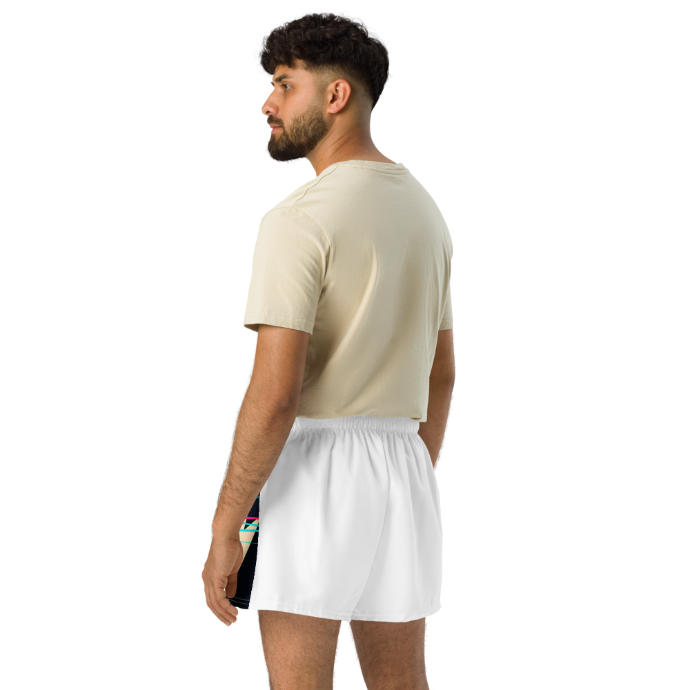 WOXWILD All-over Shorts — Nachtfuchs, Speed-Lines, beide Panels — Rückansicht · dropFORGE
