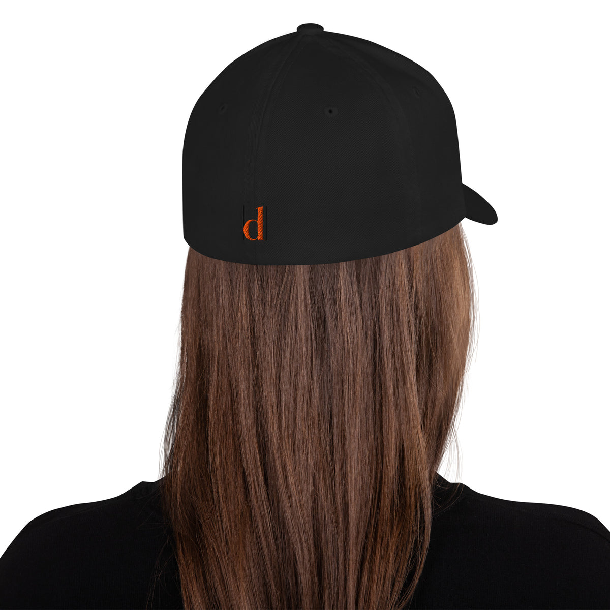 Schwarze Structured Cap, Rückansicht mit kleiner dropFORGE-Hauspunze
