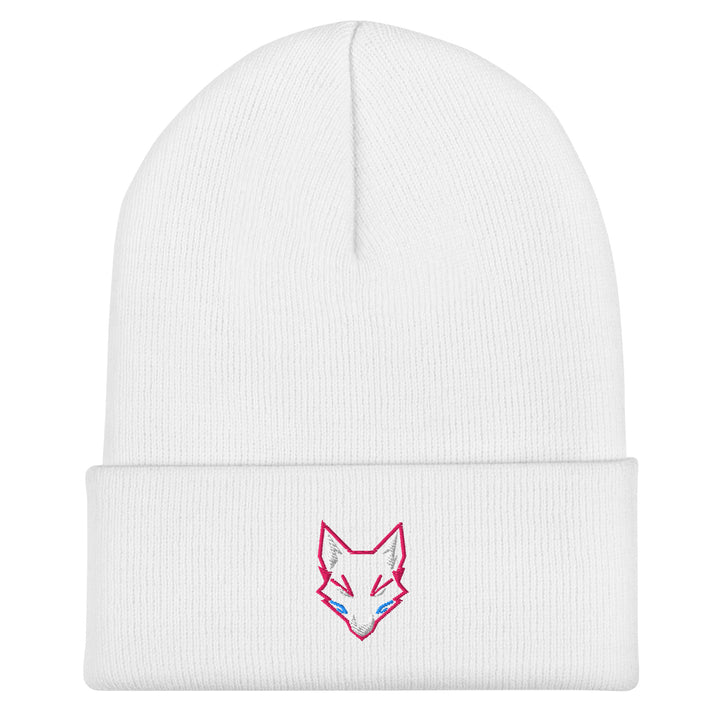WOXWILD Beanie - Night, weisse Beanie mit Fuchs-Stickerei