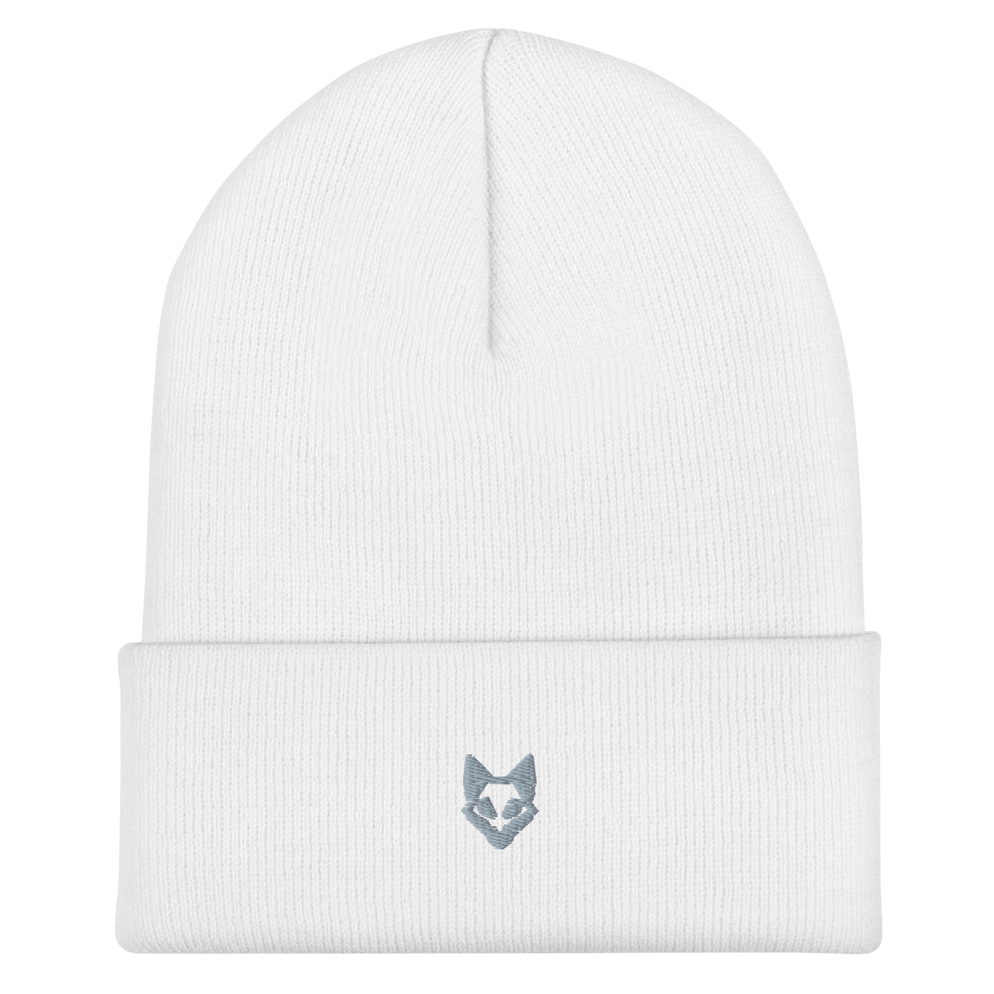WOXWILD Beanie Bone, tonal gestickter Fuchs, Fold-over-Style