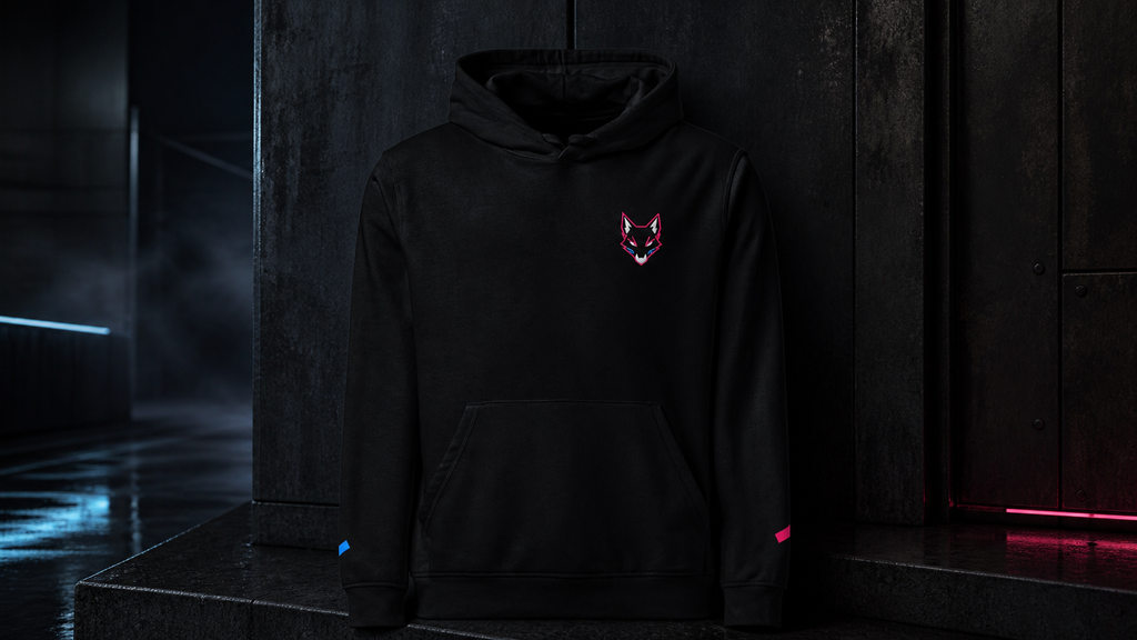 WOXWILD Chest Hoodie – Kampagnenansicht im nächtlichen Studio