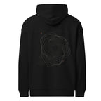 Kernhitze 01 Heavyweight Hoodie in Ofenschwarz, Rückansicht mit großem Thermal-Register