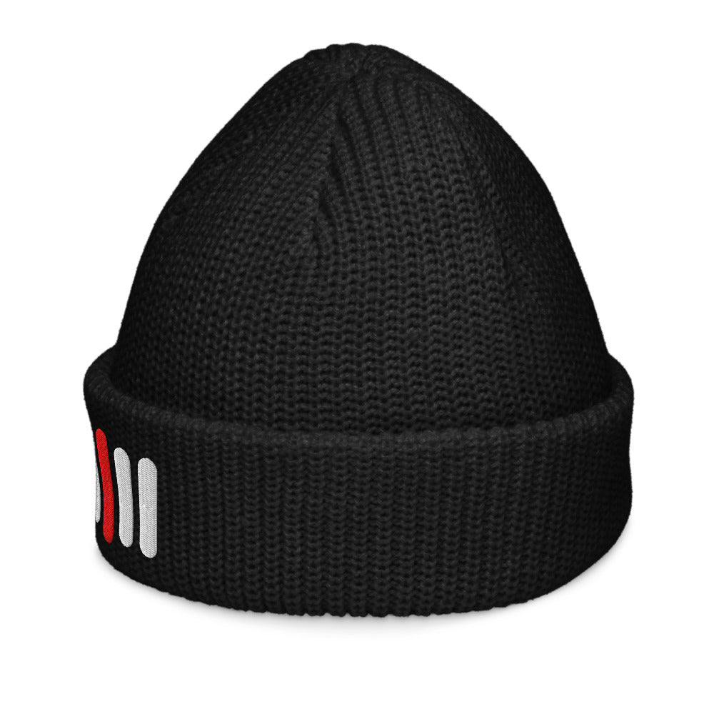 iPii.TV Daily Warm Start Beanie in Schwarz – linke Seitenansicht des Sticks