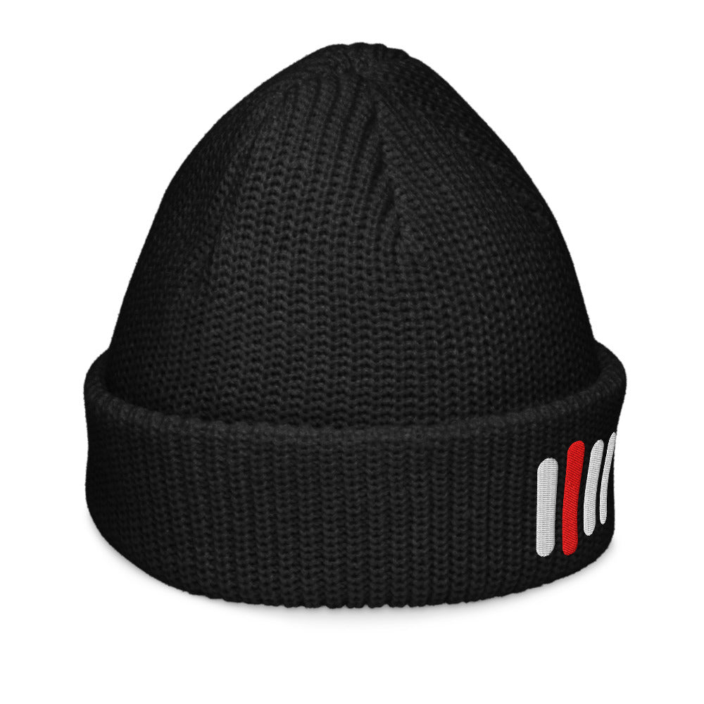 iPii.TV Daily Warm Start Beanie in Schwarz – rechte Seitenansicht des Sticks