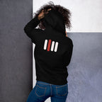 iPii.TV Daily Home Mode Hoodie in Schwarz – getragene Rückenansicht mit großem Vier-Balken-Zeichen
