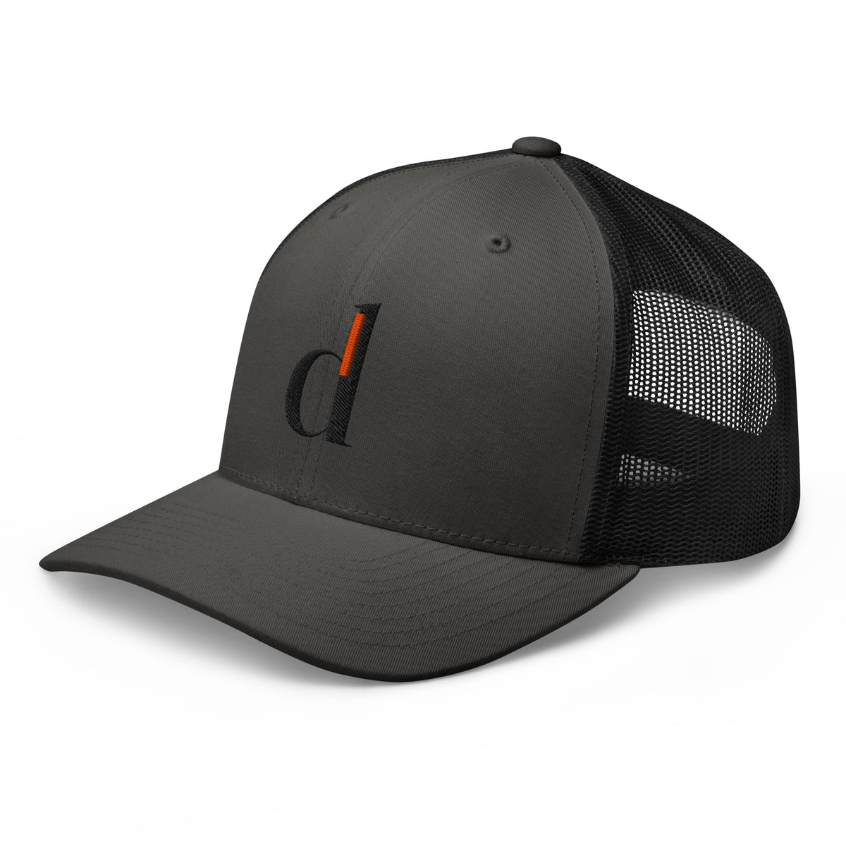 forge signature Spätschicht 01 Cap in Charcoal und Schwarz, schräge Vorderansicht