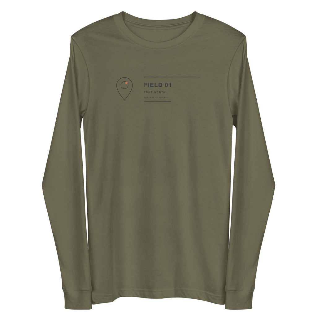 waymark Field Longsleeve 01 in Military Green – gerade Frontansicht