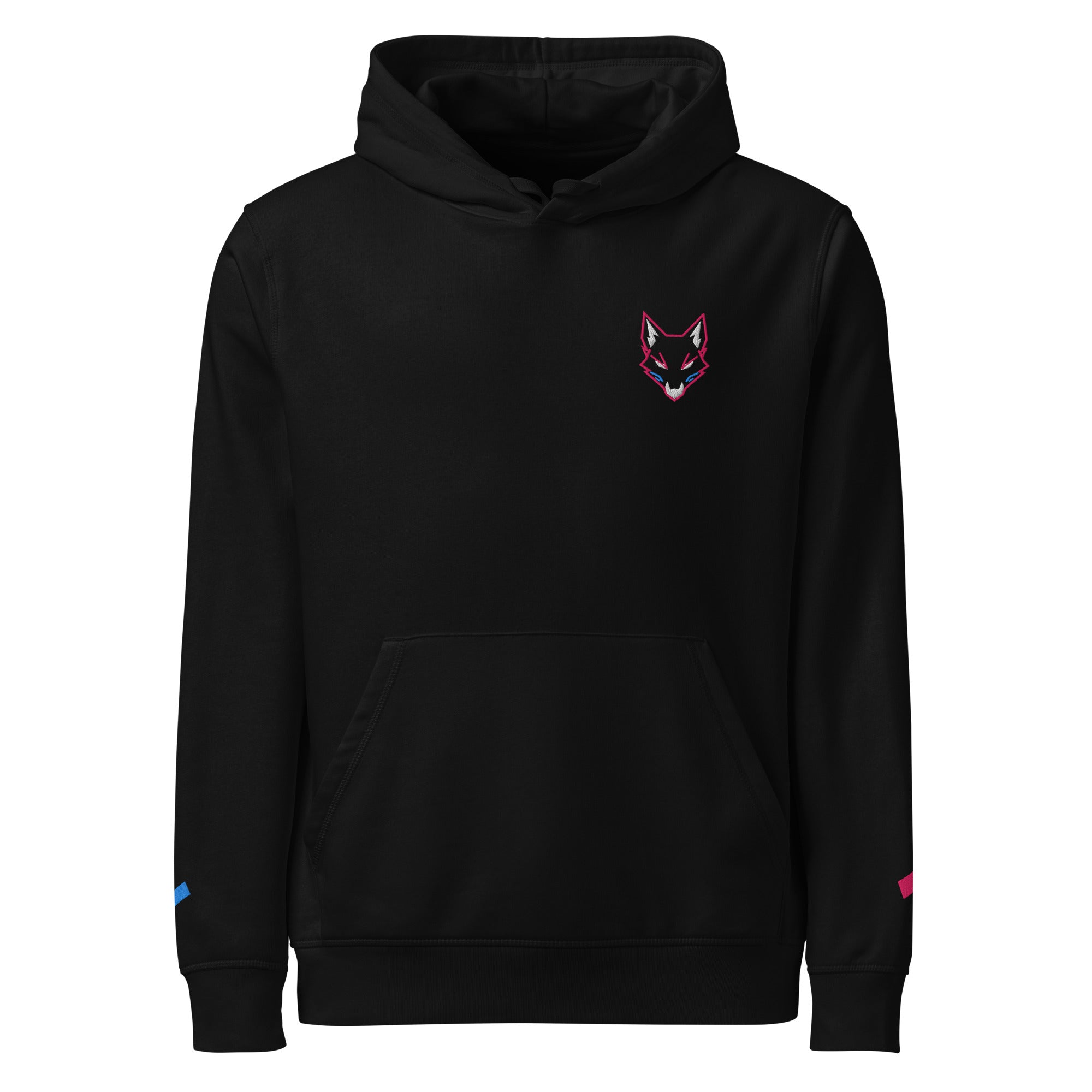 WOXWILD Chest Hoodie mit Neon-Fuchs-Stickerei, schwarz