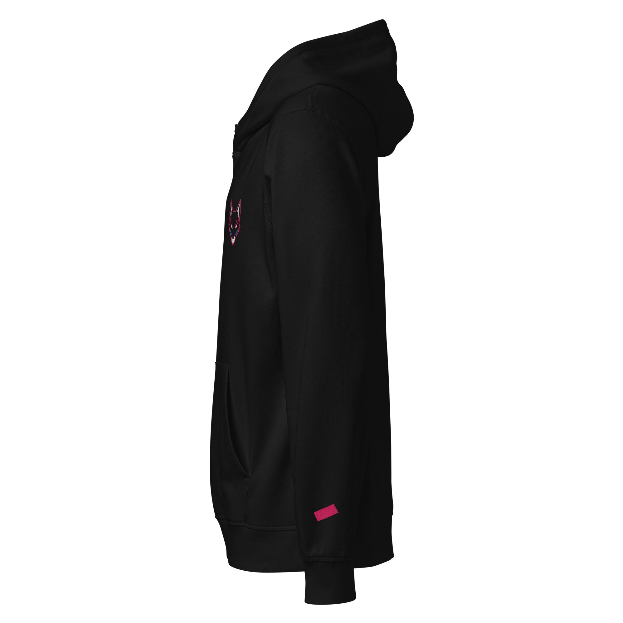 WOXWILD Chest Hoodie mit Neon-Fuchs-Stickerei, schwarz — Ansicht 3
