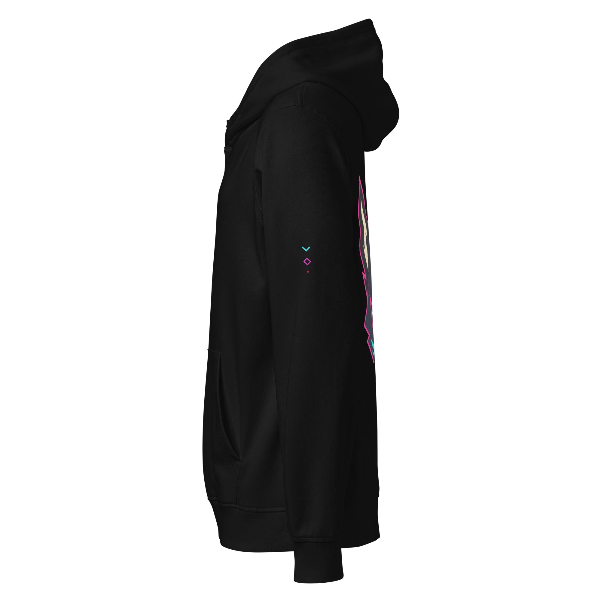 WOXWILD Nightrun Hoodie mit grossem Neon-Fuchs-Rueckendruck, schwarz — Ansicht 3