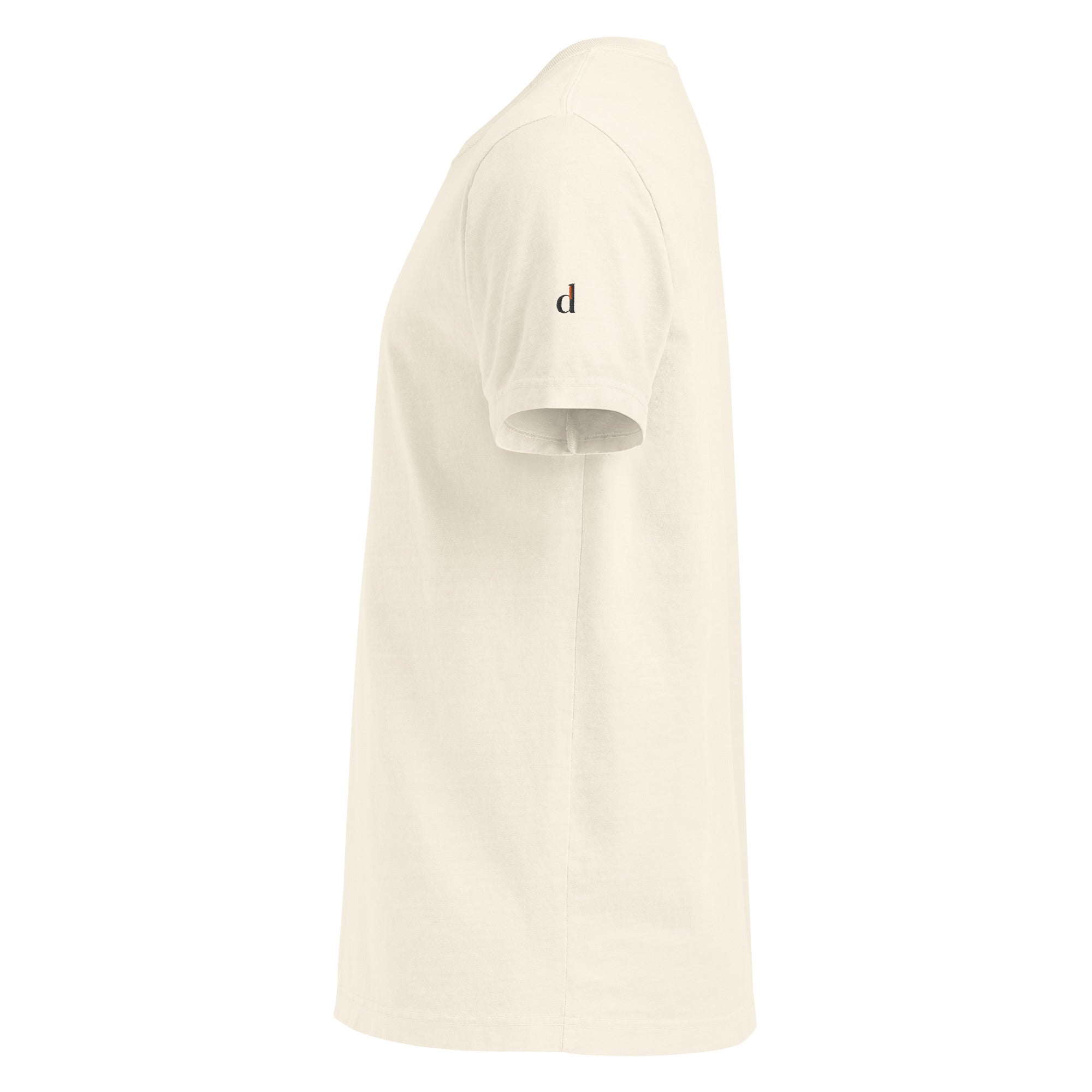 forge standard Boxy Cut Tee in Vintage White, Seitenansicht mit Ärmelpunze