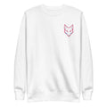 WOXWILD Crew - Chest Mark, weisses Sweatshirt mit Fuchs-Bruststickerei